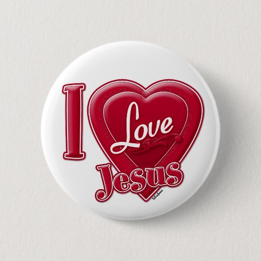 Ich liebe Jesus rotes Herz Button (Vorderseite)
