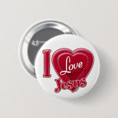 Ich liebe Jesus rotes Herz Button (Vorne & Hinten)