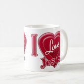Ich liebe Jesus rotes Herz Kaffeetasse (VorderseiteRechts)