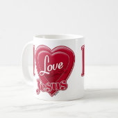 Ich liebe Jesus rotes Herz Kaffeetasse (Vorderseite Links)