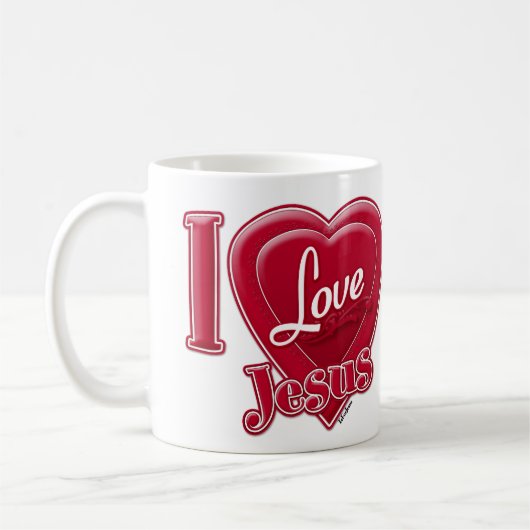 Ich liebe Jesus rotes Herz Kaffeetasse (Links)
