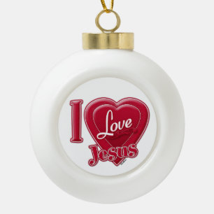 Ich liebe Jesus rotes Herz Keramik Kugel-Ornament