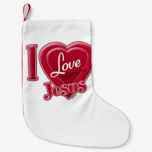 Ich liebe Jesus rotes Herz Kleiner Weihnachtsstrumpf