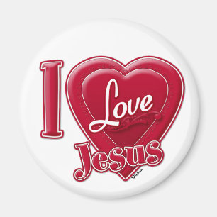 Ich liebe Jesus rotes Herz Magnet