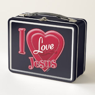 Ich liebe Jesus rotes Herz Metall Brotdose