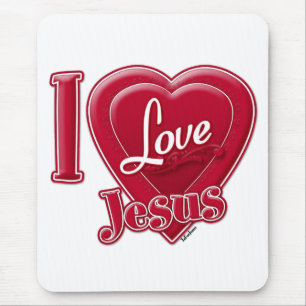 Ich liebe Jesus rotes Herz Mousepad