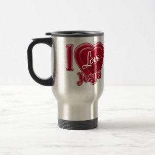 Ich liebe Jesus rotes Herz Reisebecher
