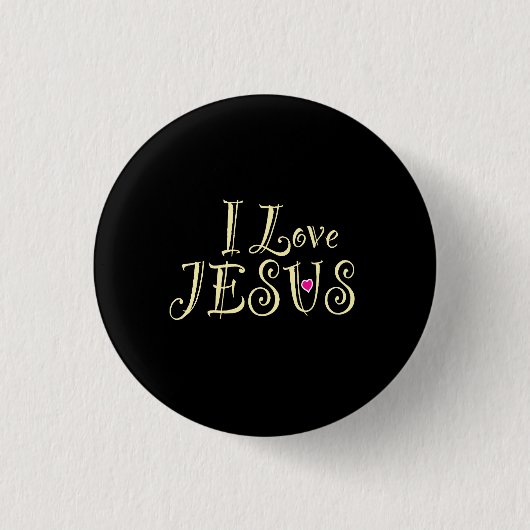 „Ich liebe Jesus“ Schwarz Button (Vorderseite)