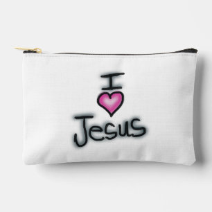 Ich liebe Jesus Schwarz und Weiß Zubehörtasche