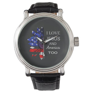 Ich Liebe Jesus und auch Amerika Armbanduhr
