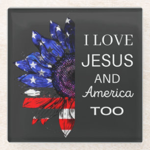 Ich Liebe Jesus und auch Amerika Glasuntersetzer