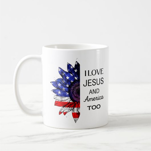Ich Liebe Jesus und auch Amerika Kaffeetasse (Links)