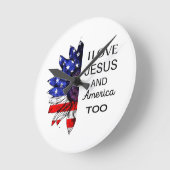 Ich Liebe Jesus und auch Amerika Runde Wanduhr (Winkel)