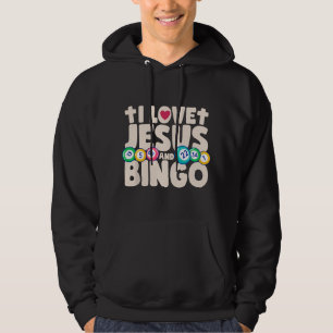 Ich liebe Jesus und Bingo Christliches Kreuz Brett Hoodie