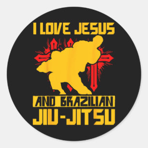 Ich liebe Jesus und Brazilian Jiu-Jitsu BJJ Runder Aufkleber