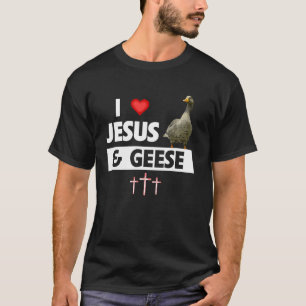 Ich Liebe Jesus und Gänse Gänsevögel beobachten Wa T-Shirt