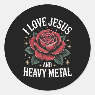 Ich liebe Jesus und Heavy Metal  Runder Aufkleber