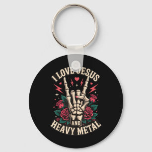 Ich liebe Jesus und Heavy Metal Schlüsselanhänger