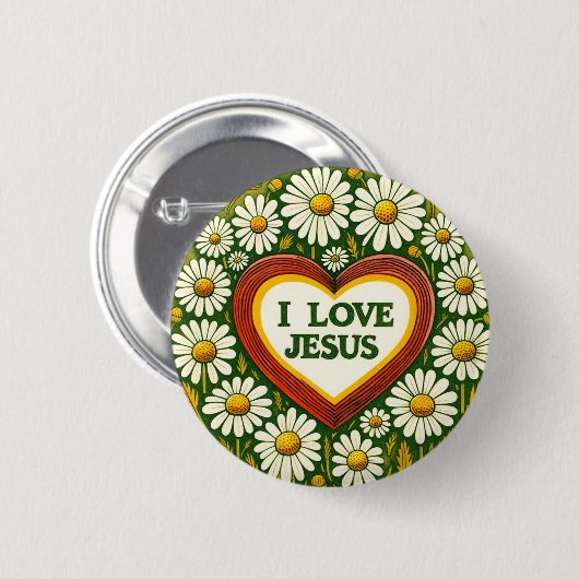 Ich Liebe Jesus und Jesus Lieben Sie Button (Vorne & Hinten)