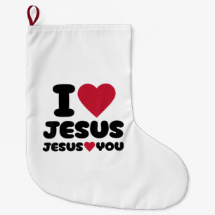 Ich Liebe Jesus und Jesus Lieben Sie Christlich Großer Weihnachtsstrumpf