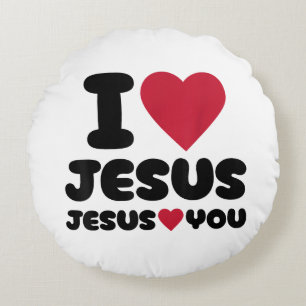 Ich Liebe Jesus und Jesus Lieben Sie Christlich Rundes Kissen