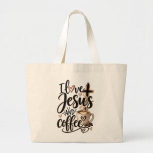 Ich liebe Jesus und Kaffee Jumbo Stoffbeutel