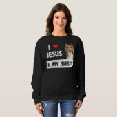 Ich Liebe Jesus und mein Sheltie Hund Mama Vater S Sweatshirt (Vorne ganz)