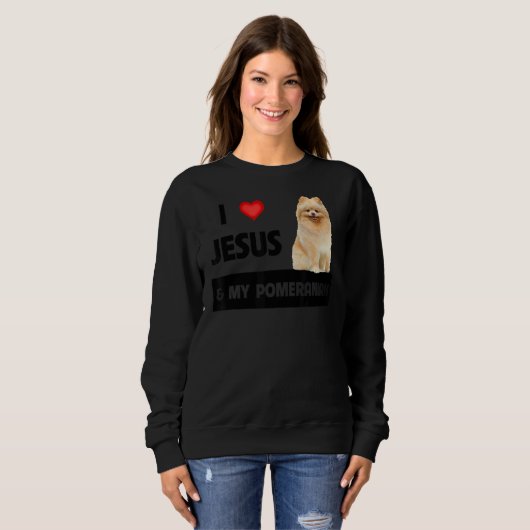 Ich Liebe Jesus und mein Spitz Hund Mama und Vater Sweatshirt (Vorne ganz)