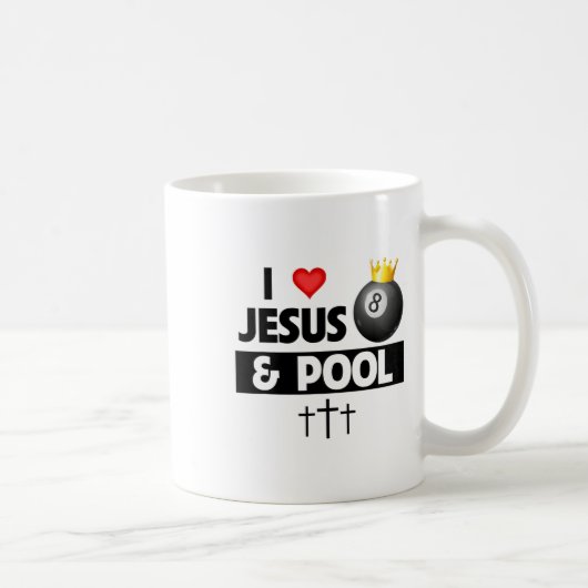 Ich Liebe Jesus und Pool-Stick 8 ll Taschen Billar Kaffeetasse (Rechts)