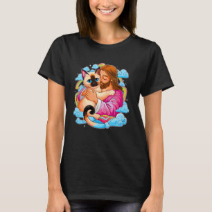Ich liebe Jesus und siamesische Katze Lustige chri T-Shirt