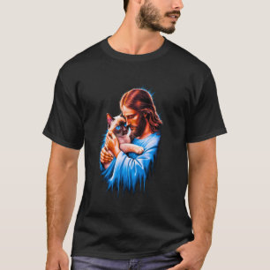 Ich liebe Jesus und siamesische Katze Lustiger chr T-Shirt
