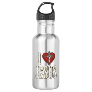 Ich liebe Jesus Vintage-Gravur Faith-Shirt-Design_ Edelstahlflasche