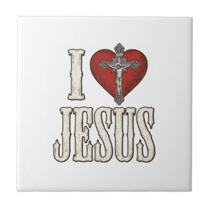 Ich liebe Jesus Vintage Gravur Faith Shirt Design_ Fliese
