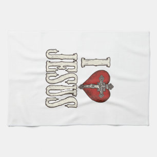 Ich liebe Jesus Vintage Gravur Faith Shirt Design_ Geschirrtuch