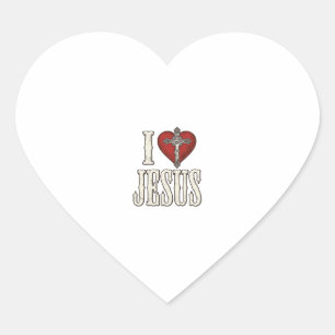 Ich liebe Jesus Vintage-Gravur Faith-Shirt-Design_ Herz-Aufkleber