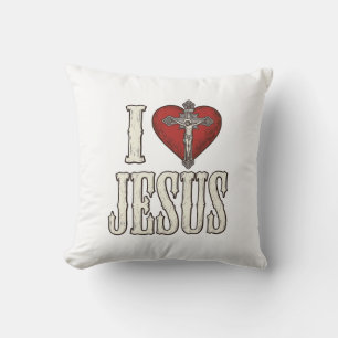 Ich liebe Jesus Vintage-Gravur Faith-Shirt-Design_ Kissen