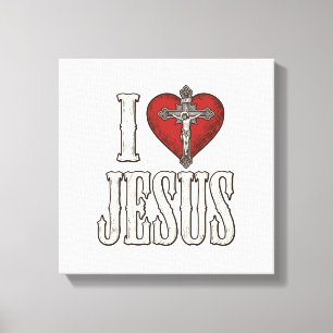Ich liebe Jesus Vintage Gravur Faith Shirt Design_ Leinwanddruck
