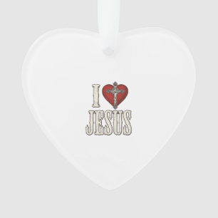 Ich liebe Jesus Vintage Gravur Faith Shirt Design_ Ornament
