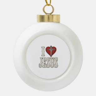 Ich liebe Jesus Vintage Gravur Faith T-Shirt Desig Keramik Kugel-Ornament