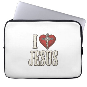 Ich liebe Jesus Vintage Gravur Faith T-Shirt Desig Laptopschutzhülle
