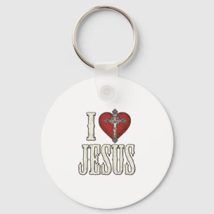 Ich liebe Jesus Vintage Gravur Glaubens-Shirt-Desi Schlüsselanhänger