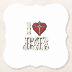 Ich liebe Jesus Vintage Gravur Glaubens-Shirt-Desi Untersetzer