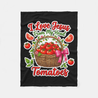 Ich liebe Jesus von meinen Tomatenköpfen gestreift Fleecedecke