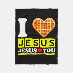 Ich liebe Jesus Waffel Herz Lustig Christliches Fr Fleecedecke