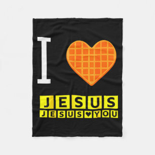 Ich liebe Jesus Waffel Herz Lustig Christliches Fr Fleecedecke