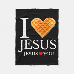 Ich liebe Jesus Waffel Herz Lustiger Christlicher Fleecedecke