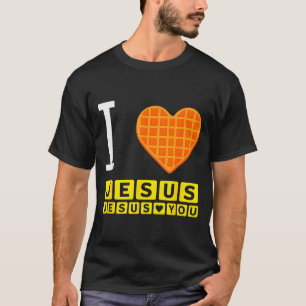 Ich liebe Jesus Waffel Herz Lustiger Christlicher  T-Shirt