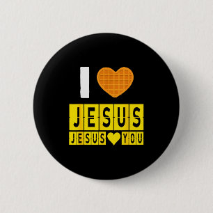 Ich liebe Jesus Waffelherz Jesus liebt dich lustig Button