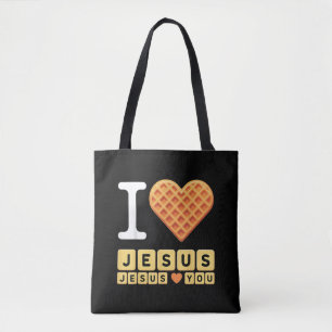 Ich liebe Jesus-Waffelherz Tasche