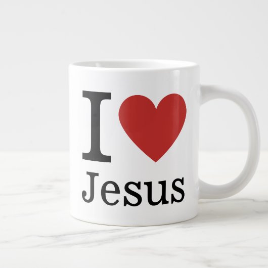 Ich ❤️ Liebe Jesus ZUNEHMENDE Jumbo-Tasse (Rechts)
